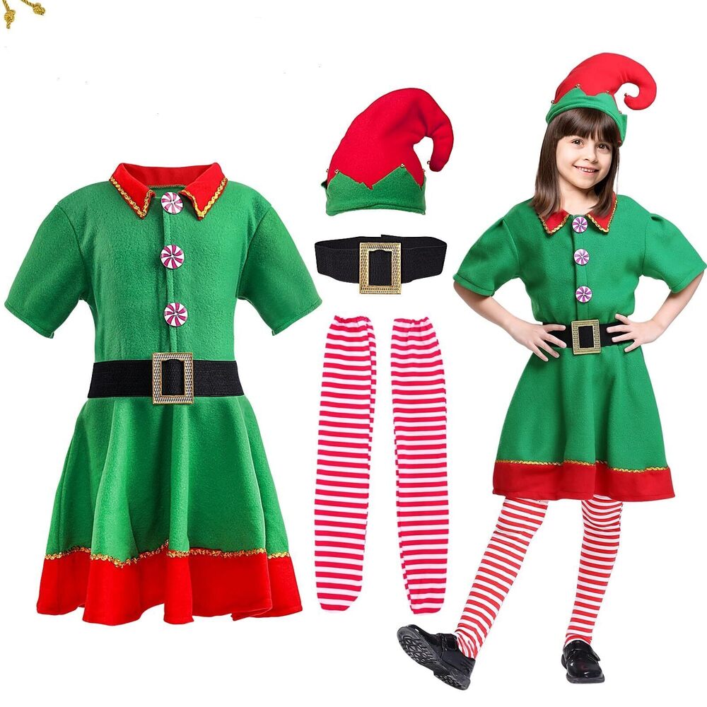 9611 Christmas Elf Costume Set for Christmas Party Santa's Helper Costume G